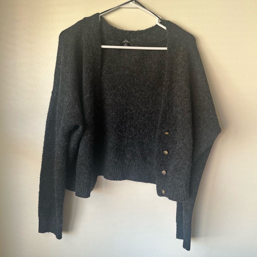 Gray Wool Cardigan with Buttons